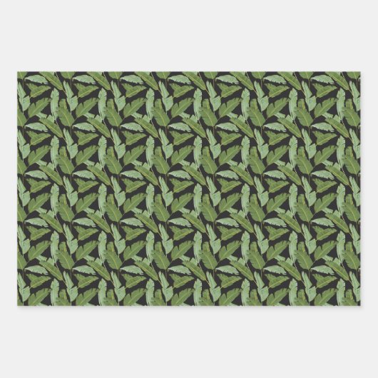 Palm-Blätter | Monogramm 2 Geschenkpapier Set (Vorderseite)