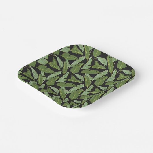 Palm-Blätter | Monogramm 2 Pappteller (Gewinkelt)