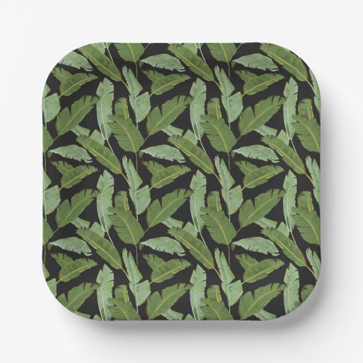 Palm-Blätter | Monogramm 2 Pappteller (Vorderseite)