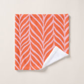 Palm Blätter Muster Orange & Pink Badhandtuch Set (Waschlappen)