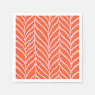 Palm Blätter Muster Orange & Pink Serviette