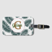 Palm Blätter Muster personalisierter Name und erst Gepäckanhänger (Vorderseite (Horizontal))