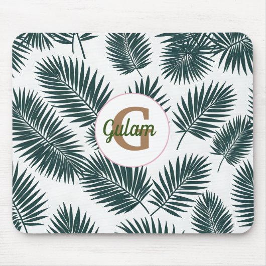 Palm Blätter Muster personalisierter Name und erst Mousepad (Vorne)