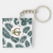 Palm Blätter Muster personalisierter Name und erst Schlüsselanhänger (Rückseite)