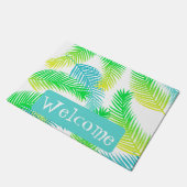 Palm Blätter Muster Willkommen Doormat Tropical Zu Fußmatte (Schrägansicht)