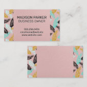 Palm-Blätter | Natürlich | Rosa Textur Visitenkarte (Vorne/Hinten)