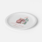 Palm Blätter Orchids Teddy Bear Baby Shower Girl Pappteller (Schrägansicht)