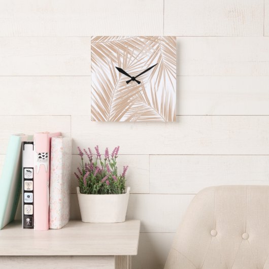 Palm Blätter Pattern Dream 6 #tropical#art Quadratische Wanduhr (Lesesaal)