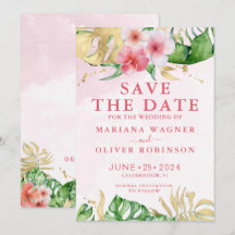 Palm Blätter Rosa Gold Save the Date