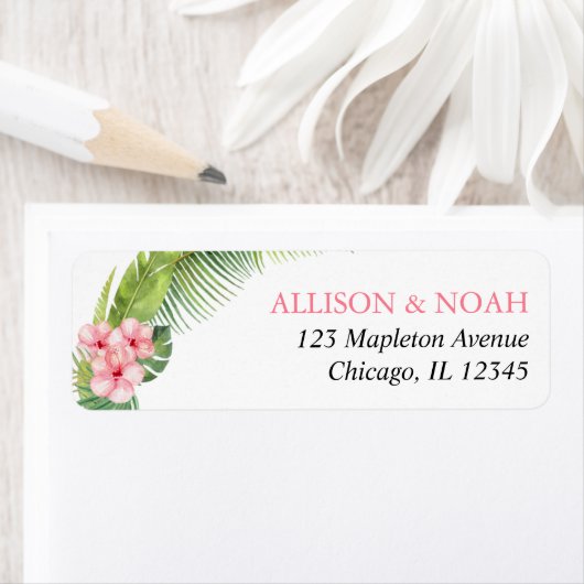 Palm Blätter Rosa Hibiskus tropisch (Insitu)