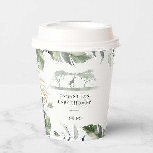 Palm Blätter Safari Giraffe Jungle Babydusche Pappbecher
