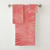 Palm Blätter Schatten auf lebende Koralle Badhandtuch Set (Insitu)