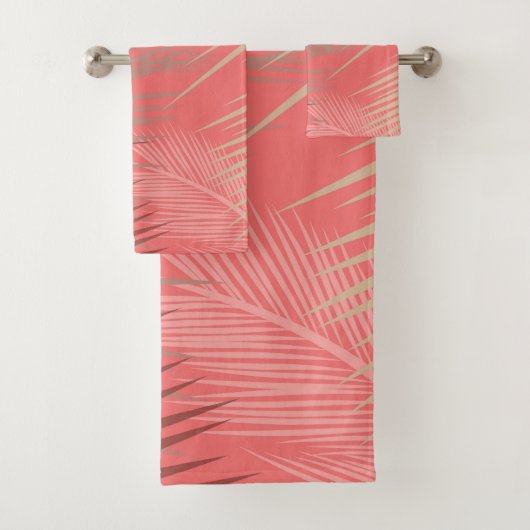 Palm Blätter Schatten auf lebende Koralle Badhandtuch Set (Insitu)