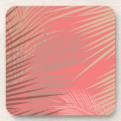 Palm Blätter Schatten auf lebende Koralle Getränkeuntersetzer (Vorderseite)