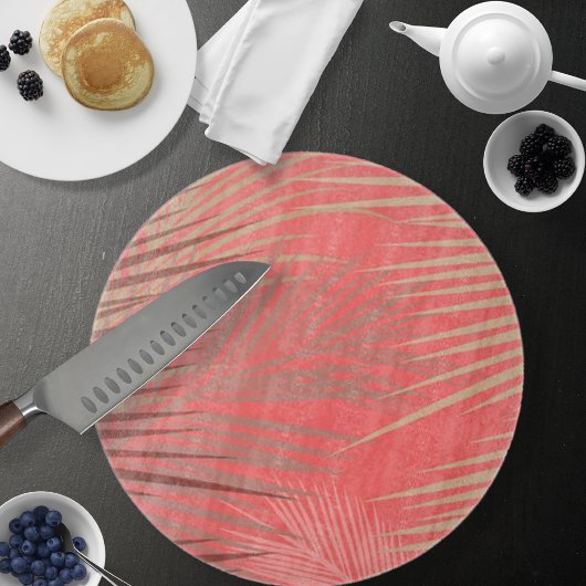 Palm Blätter Schatten auf lebende Koralle Schneidebrett