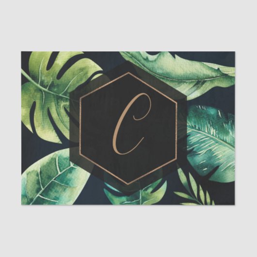 Palm Blätter Schwarzes Gold Seidenpapier (Vorderseite)