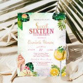 Palm Blätter Seashells Cocktail Sommer Süße 16 Einladung