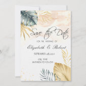 Palm Blätter Strand Save the Date (Vorderseite)