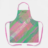 Palm Blätter Streifen farbenfroh Mit Monogramm Schürze (Vorderseite)