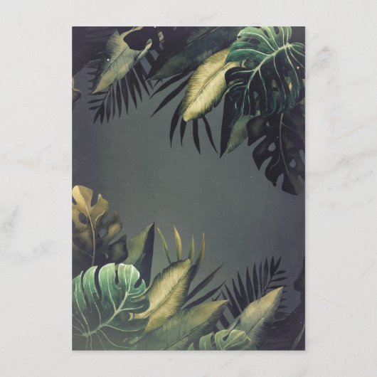 Palm Blätter String Lights Beach Wedding Details Begleitkarte (Rückseite)