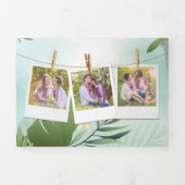 Palm Blätter String Lights Foto Collage Wedding Dreifach Gefaltete Einladung (Cover)