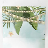 Palm Blätter String Lights Foto Collage Wedding Dreifach Gefaltete Einladung (Innen Erste Seite)