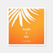 Palm Blätter Sunset Orange Coole tropische Hochzei Serviette (Vorderseite)