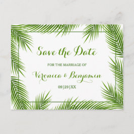 Palm Blätter Tropical Beach Hochzeit Save the Date Ankündigungspostkarte