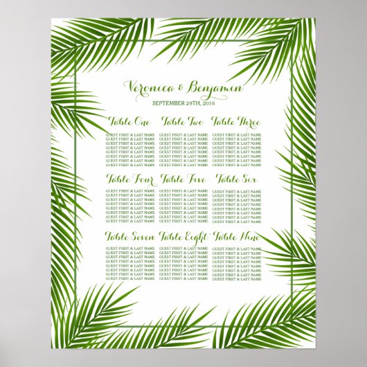 Palm Blätter Tropical Beach Hochzeitskarte Poster (Vorne)