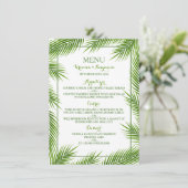 Palm Blätter Tropical Beach Wedding Menü Menükarte (Stehend Vorderseite)