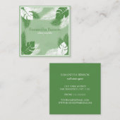 Palm Blätter Tropical Island Green & White Square Quadratische Visitenkarte (Vorne/Hinten)