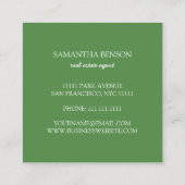 Palm Blätter Tropical Island Green & White Square Quadratische Visitenkarte (Rückseite)