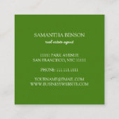 Palm Blätter Tropical Island Green & White Square Quadratische Visitenkarte (Rückseite)