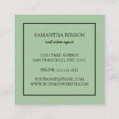 Palm Blätter Tropical Island Green & White Square Quadratische Visitenkarte (Rückseite)