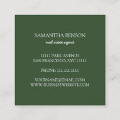 Palm Blätter Tropical Island Green & White Square Quadratische Visitenkarte (Rückseite)