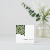 Palm Blätter Tropical Island Green & White Square Quadratische Visitenkarte (Stehend Vorderseite)