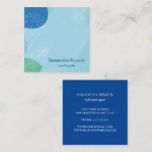 Palm Blätter Tropical Island Green & White Square Quadratische Visitenkarte (Vorne/Hinten)