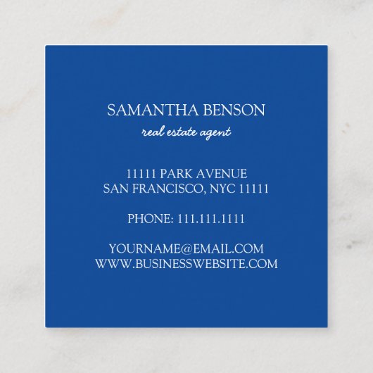 Palm Blätter Tropical Island Green & White Square Quadratische Visitenkarte (Rückseite)