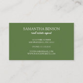 Palm Blätter Tropical Island Green & White Square Visitenkarte (Rückseite)