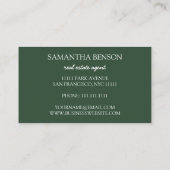 Palm Blätter Tropical Island Green & White Square Visitenkarte (Rückseite)