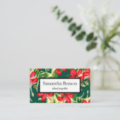 Palm Blätter Tropical Island Green & White Square Visitenkarte (Stehend Vorderseite)