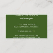 Palm Blätter Tropical Island Green & White Square Visitenkarte (Rückseite)