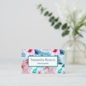 Palm Blätter Tropical Island Green & White Square Visitenkarte (Stehend Vorderseite)