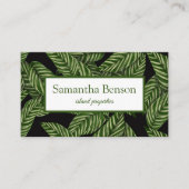 Palm Blätter Tropical Island Green & White Square Visitenkarte (Vorderseite)