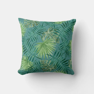 Palm Blätter Tropical Print Aquamarin Cushion Kissen