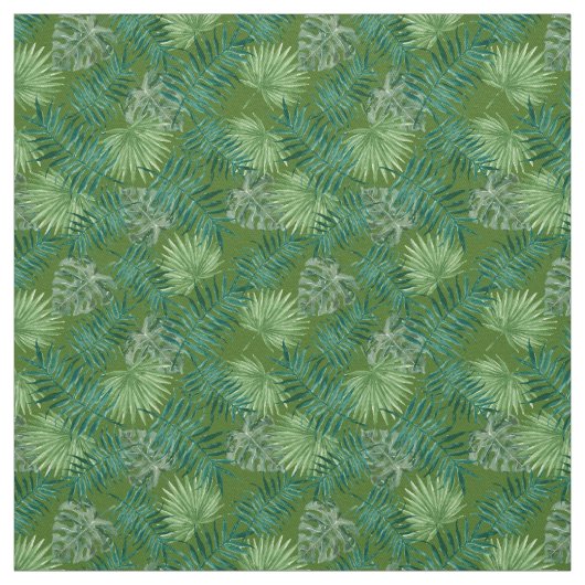 Palm Blätter Tropical Print Green Fabric Stoff (Muster)