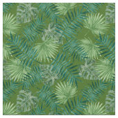 Palm Blätter Tropical Print Green Fabric Stoff (Nahaufnahme)