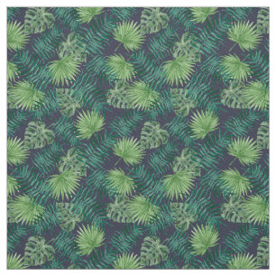 Palm Blätter Tropical Print Navy Gewebe Stoff