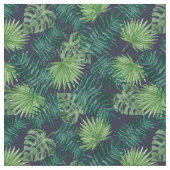 Palm Blätter Tropical Print Navy Gewebe Stoff (Nahaufnahme)