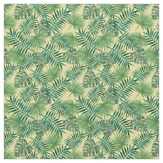 Palm Blätter Tropical Print Yellow Fabric Stoff (Muster)